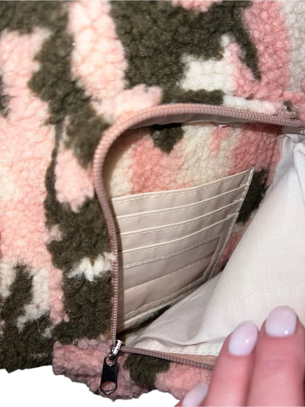 UNIONBAY Pink Camo Sherpa Sling Backpack Crossbody Fleece Bag